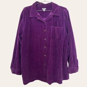 L.L. Bean classic royal purple corduroy button-up shacket top XLarge
